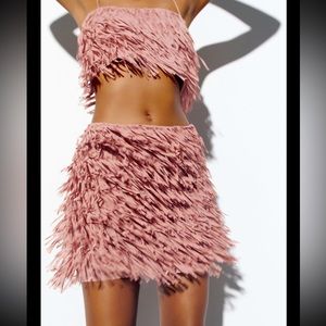 ZARA FRINGED MINI SKIRT